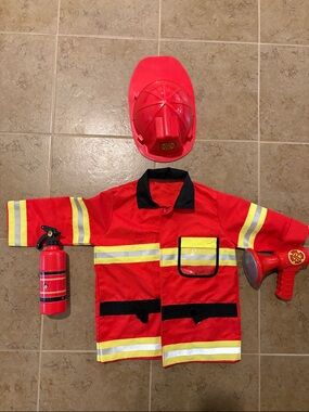 Kids Firefighter Costume Jacket with Helmet and Accessories age 3-6 years